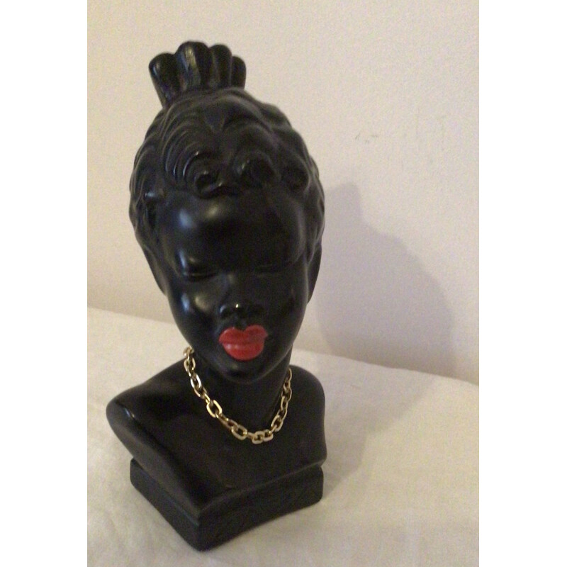 Vintage African woman bust Zaza by Pagliai 1960s