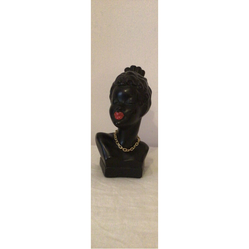 Vintage African woman bust Zaza by Pagliai 1960s