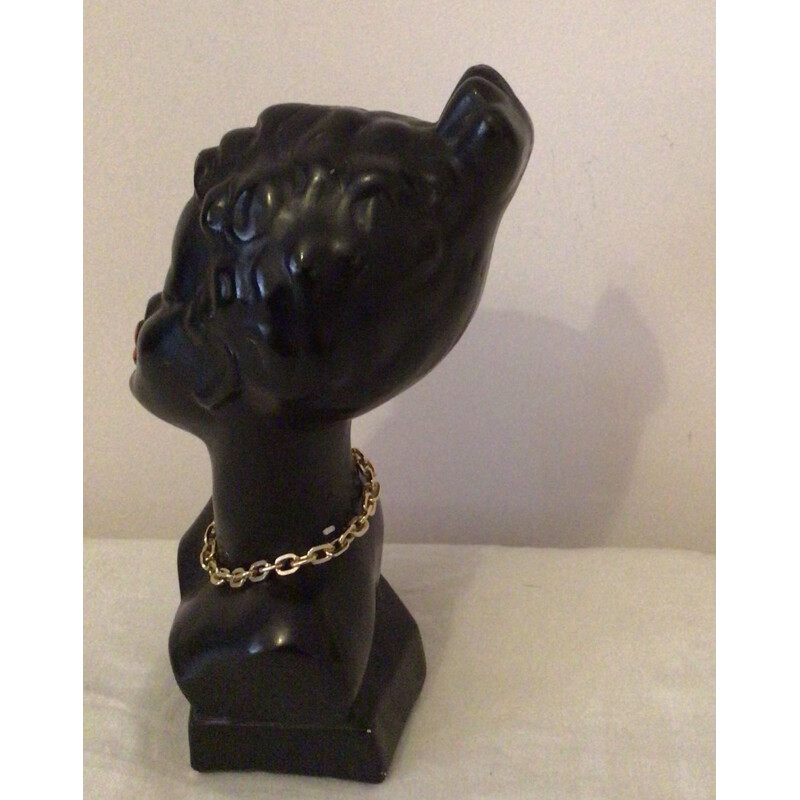 Vintage African woman bust Zaza by Pagliai 1960s