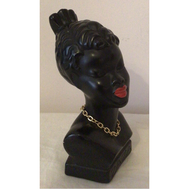 Vintage African woman bust Zaza by Pagliai 1960s