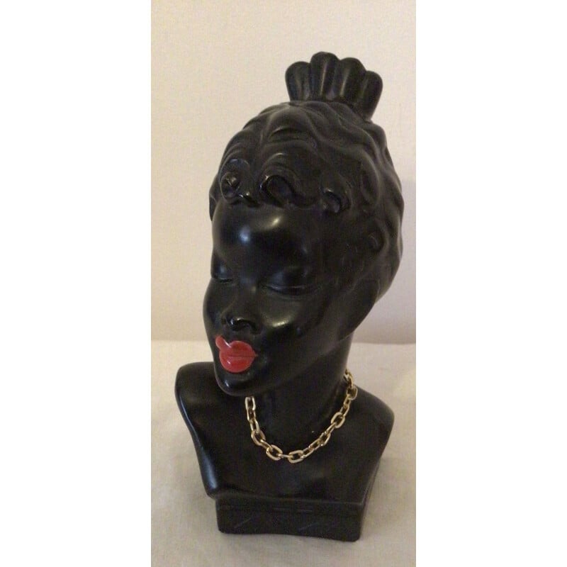 Vintage African woman bust Zaza by Pagliai 1960s