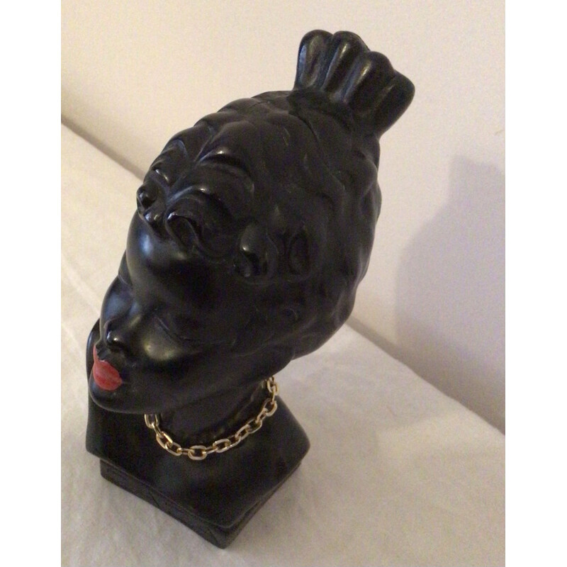 Vintage African woman bust Zaza by Pagliai 1960s