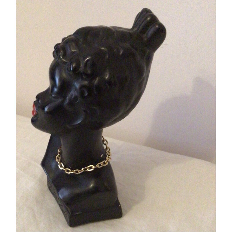 Vintage African woman bust Zaza by Pagliai 1960s