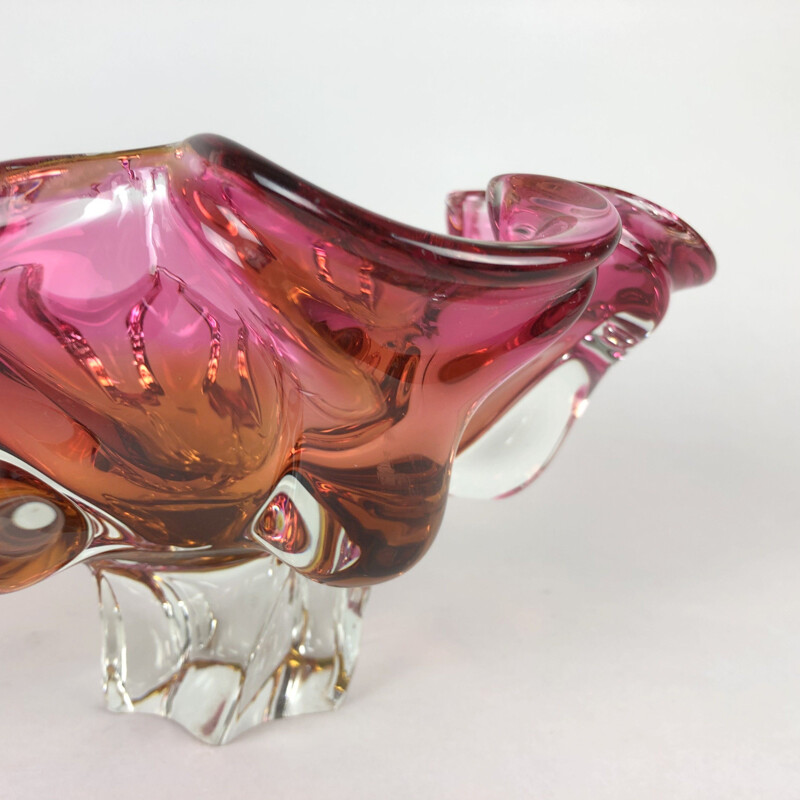 Vintage Art Glass Bowl by Josef Hospodka for Chribska Glassworks 1960s