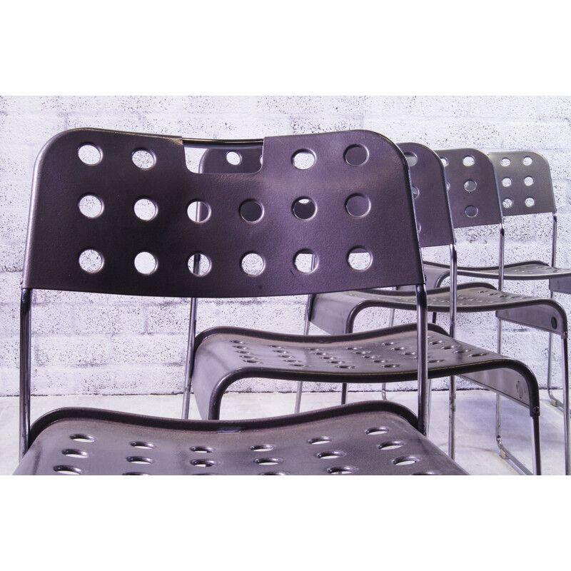 Lot de 4 chaises empilables vintage Omstak par Rodney Kinsman pour Bieffeplast 1970