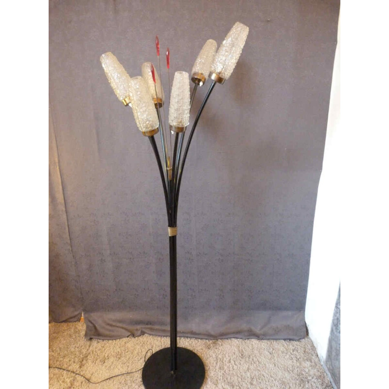 Mid century floor lamp in metal and glass - 1960s