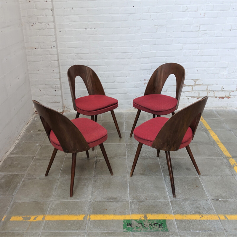 Set of 4 vintage Antonin Suman lollipop chairs 1960s