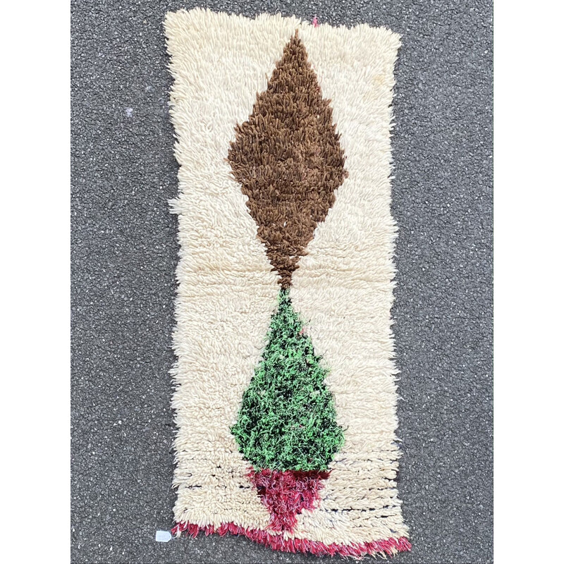 Tapis vintage berbere Azilal en laine et tissus