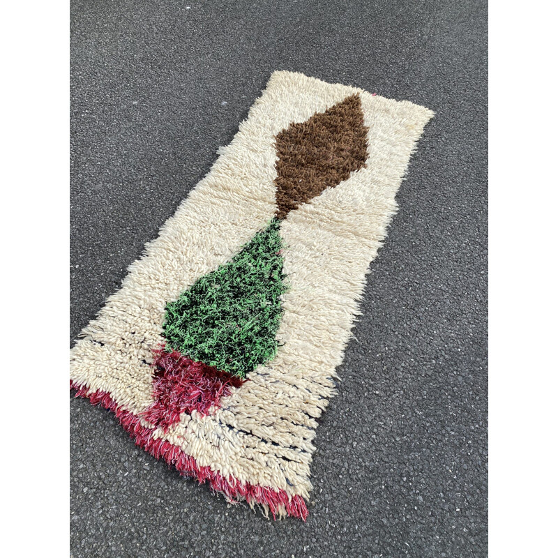 Tapete Berbere Vintage Azilal em lã e tecido