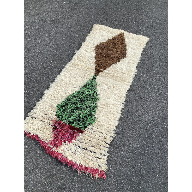 Tapis vintage berbere Azilal en laine et tissus