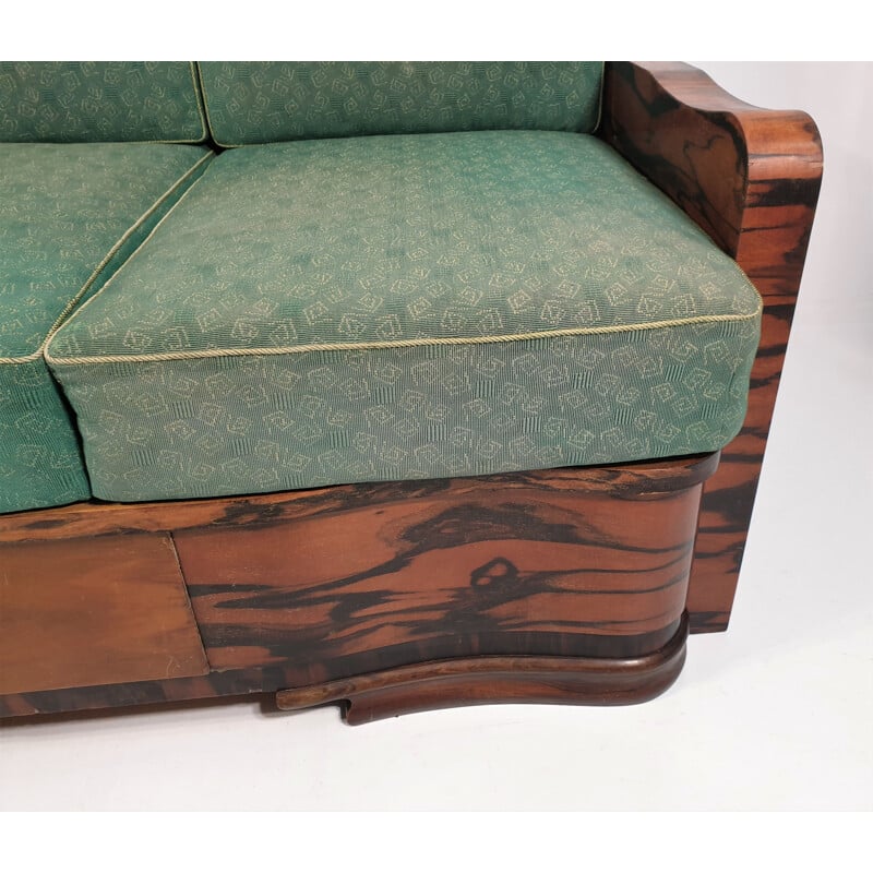 Vintage Art Deco Walnut Sofa Bed 1940s