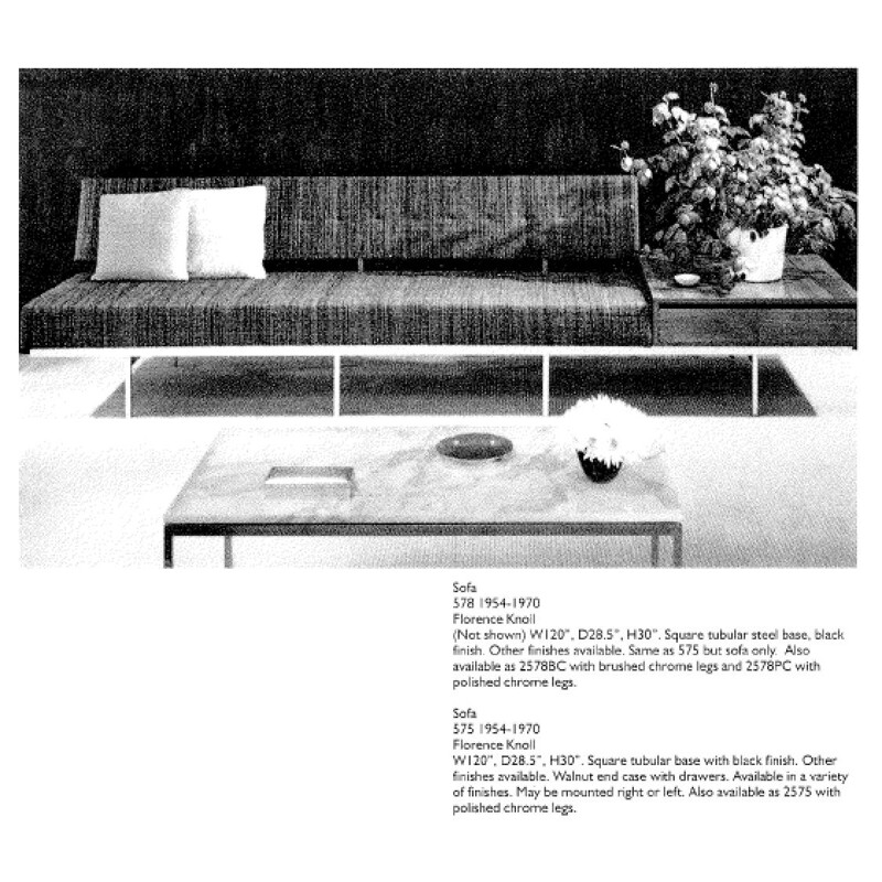 Florence Knoll sofá vintage da Knoll intencional 1954