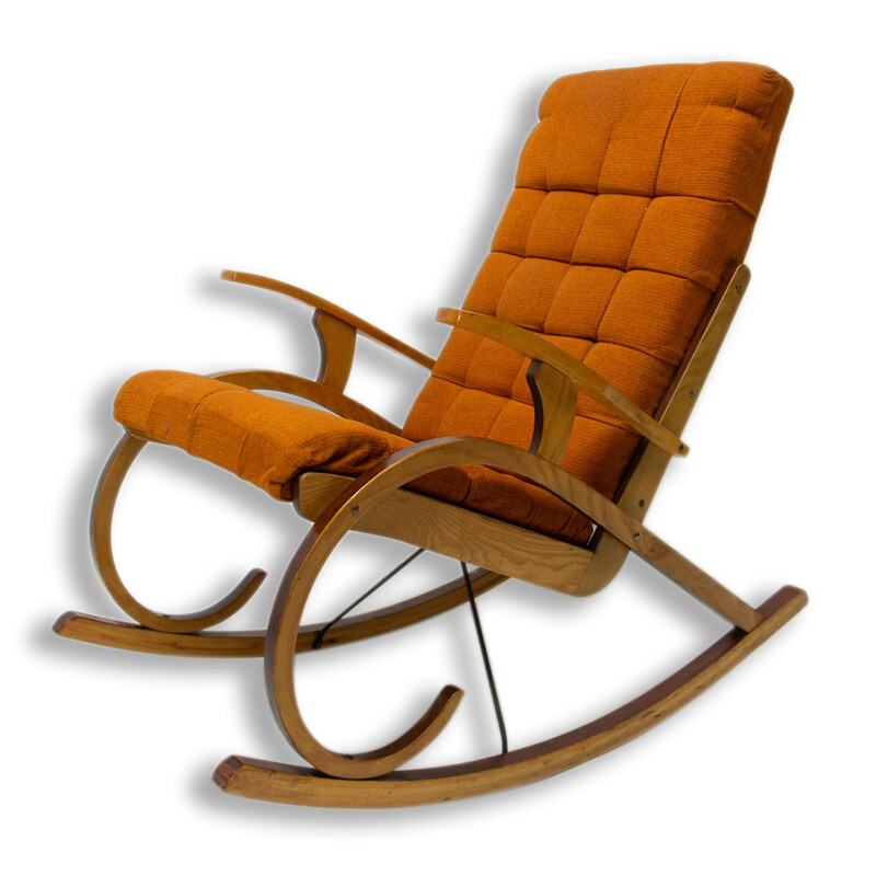 Mid Century Bentwood rocking chair, Czechoslovakia 1960s