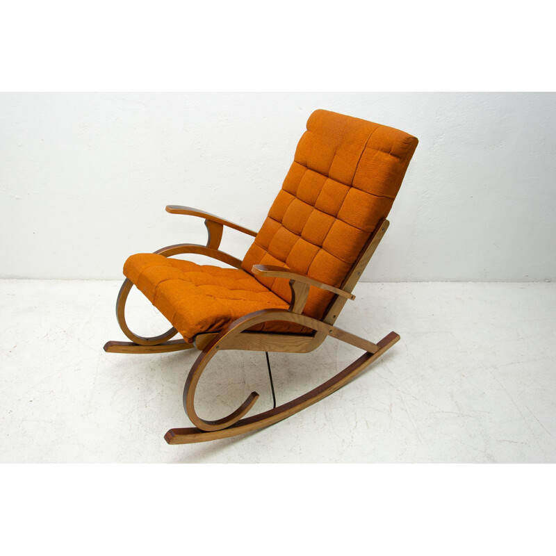 Rocking chair vintage en bois courbé, Tchécoslovaquie 1960