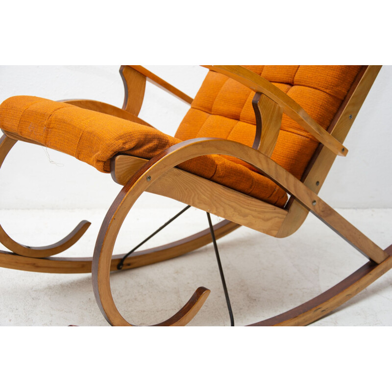 Mid Century Bentwood rocking chair, Czechoslovakia 1960s