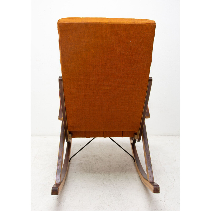 Vintage gebogen houten schommelstoel, Tsjechoslowakije 1960