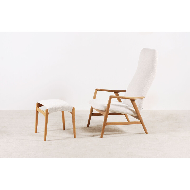 Fauteuil vintage et son repose pieds d'Alf Svensson pour Fritz Hansen 1960