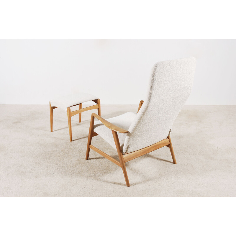 Vintage armchair and footrest by Alf Svensson for Fritz Hansen 1960s