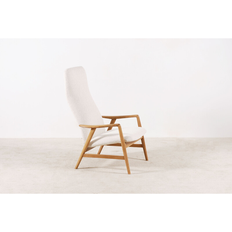 Vintage fauteuil en voetsteun van Alf Svensson voor Fritz Hansen 1960