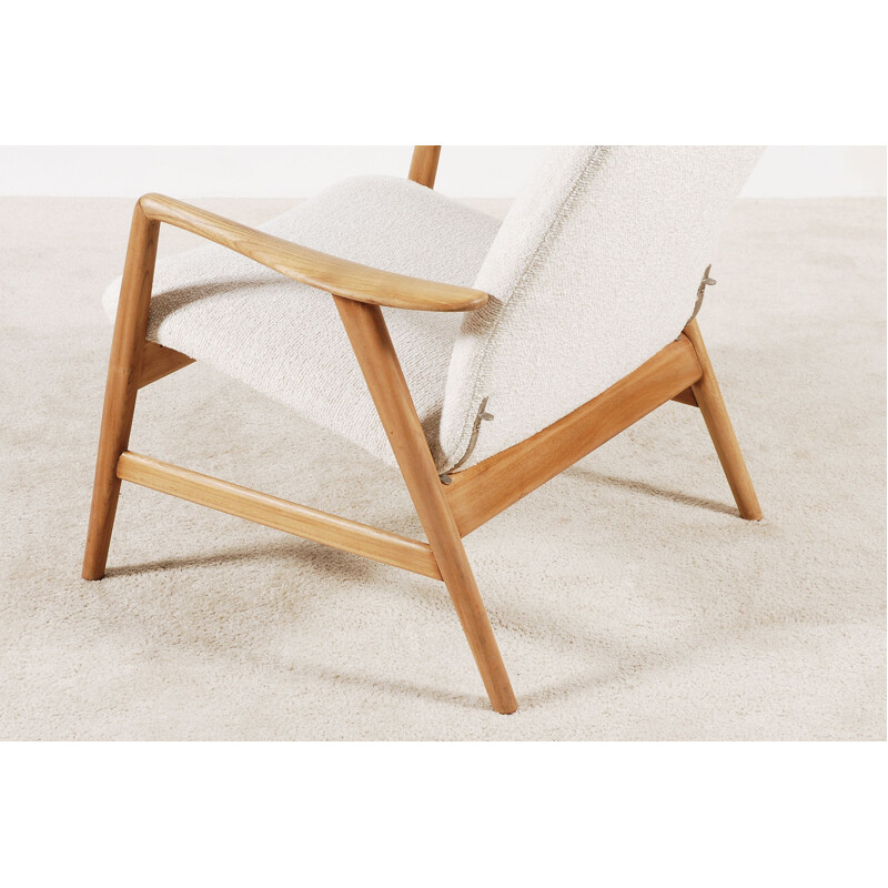 Vintage armchair and footrest by Alf Svensson for Fritz Hansen 1960s