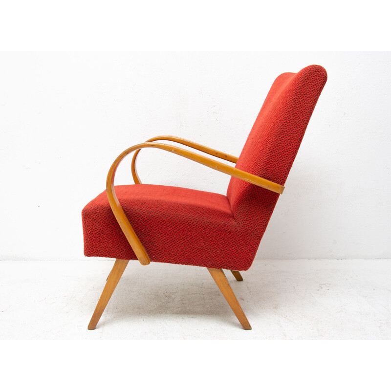 Paar vintage gebogen houten fauteuils van Jaroslav Smídek, Tsjechoslowakije 1960