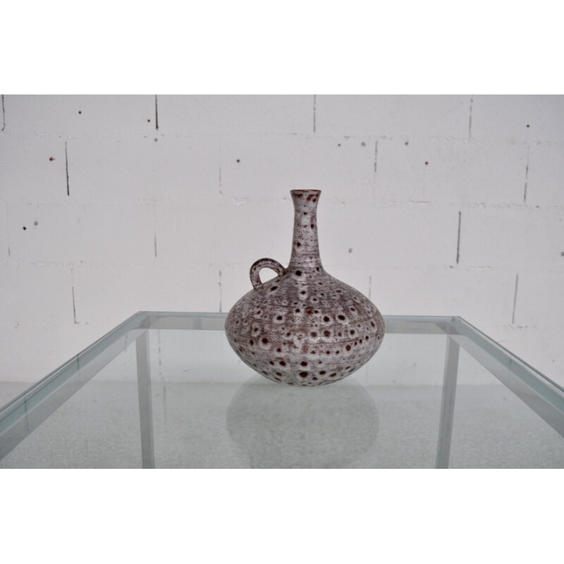 Vaso de cerâmica branco vintage para Grandjean-Jourdan, 1950