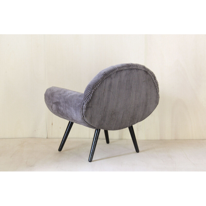 Vintage art deco velvet shell lounge chair 1940s