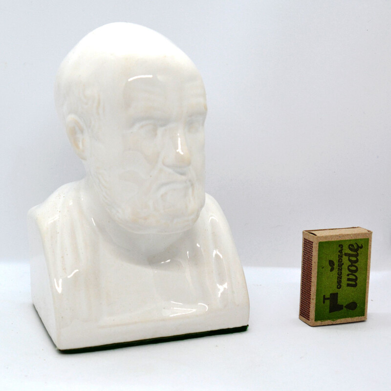 Vintage Ceramic Bust of Hippocrates Madaus, Austria 1970s