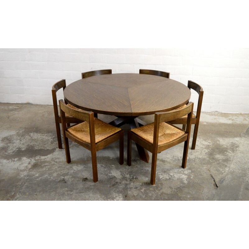 Table and its 6 chairs in wenge wood, Martin VISSER - 1960s