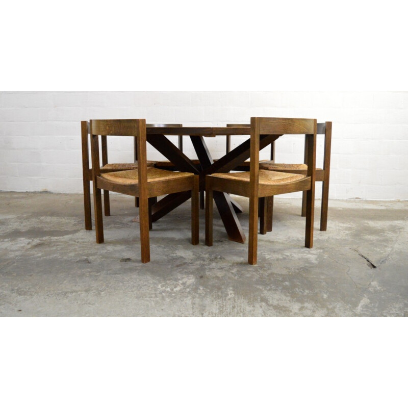 Table and its 6 chairs in wenge wood, Martin VISSER - 1960s