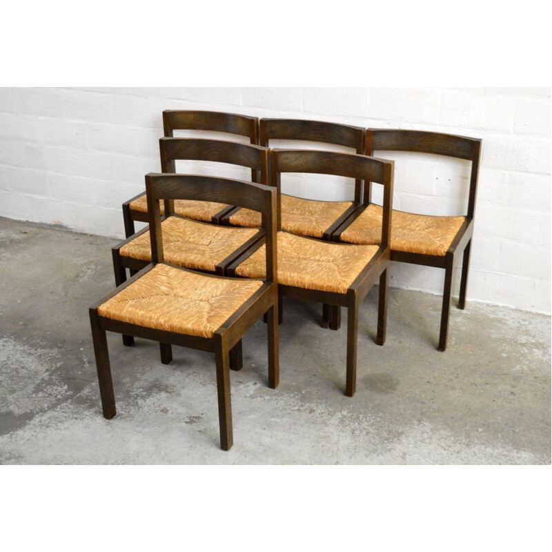 Table and its 6 chairs in wenge wood, Martin VISSER - 1960s