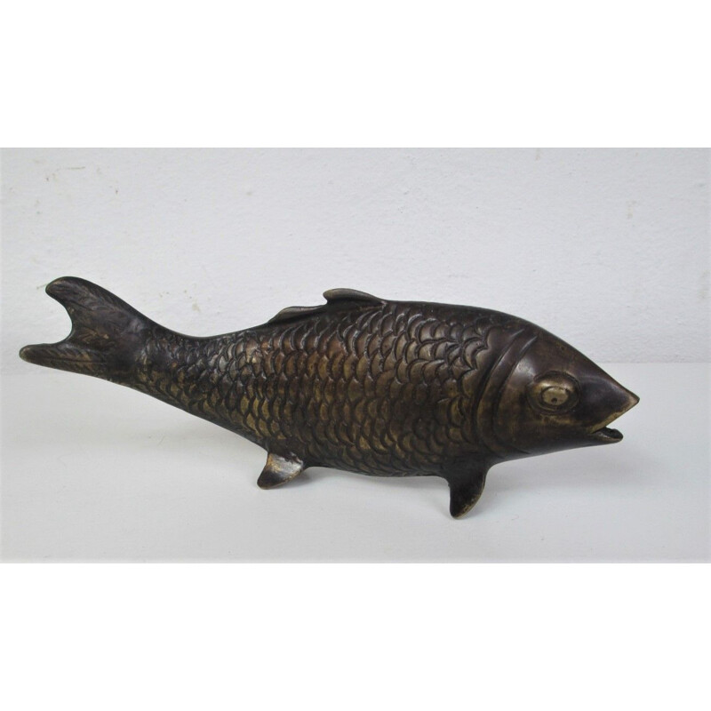 Vintage brass fish figurine, 1980