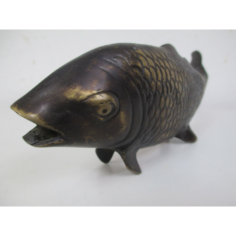 Figura de pez de latón vintage, 1980