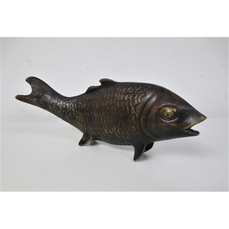 Vintage brass fish figurine, 1980