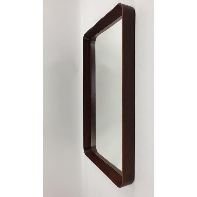 Vintage wall mirror in teak, Italian 1950s