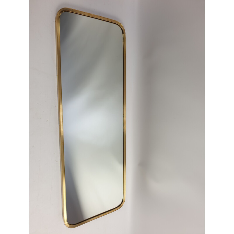 Vintage wall mirror in crystal with brass frame, Italian 1950s
