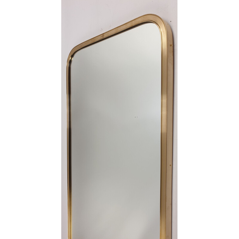 Vintage wall mirror in crystal with brass frame, Italian 1950s