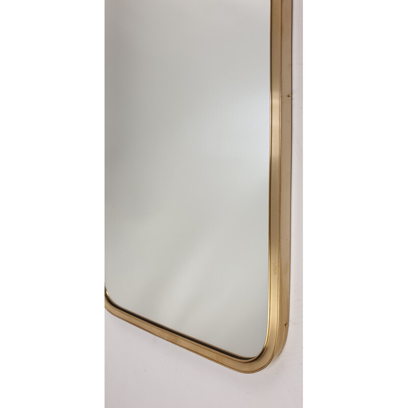 Vintage wall mirror in crystal with brass frame, Italian 1950s