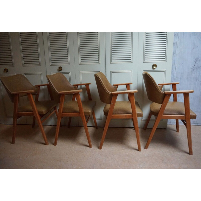 Lot de 4 chaises vintage par Cees Braakman pour UMS Pastoe, Pays-Bas 1950