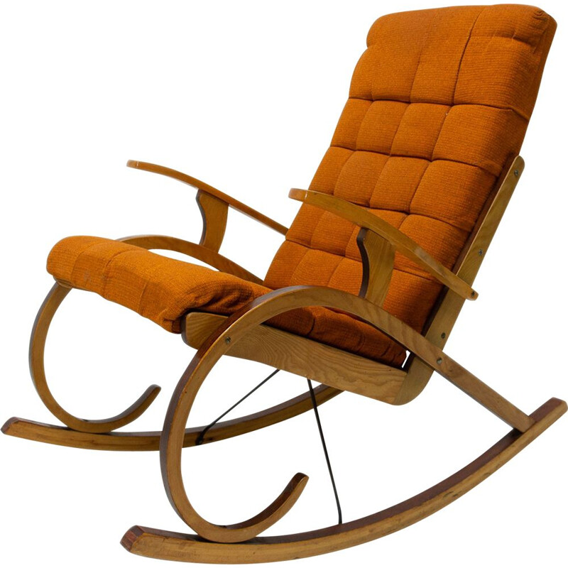 Mid Century Bentwood rocking chair, Czechoslovakia 1960s