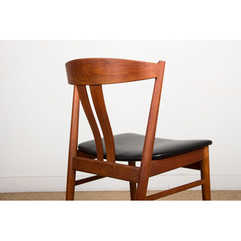 Set of 4 vintage teak and black skai chairs by Carl Ewent Ekström for Vejle Stole, Denmark 1960