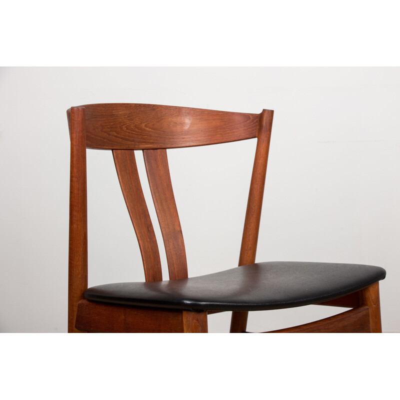 Lot de 4 chaises vintage en teck et skai noir par Carl Ewent Ekström pour Vejle Stole, Danemark 1960