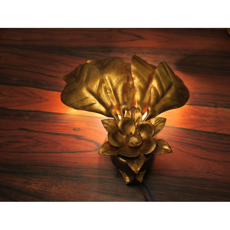 Set of 4 gold-plated vintage wall lights by Hans Kögl 1970