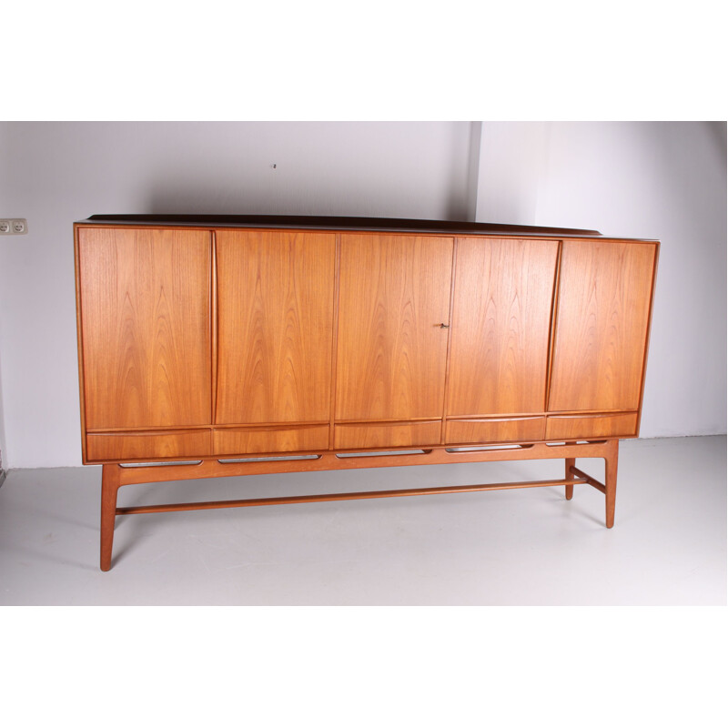 Vintage teak highboard by Svend Aage Madsen for K. Knudsen & Son, Scandinavian