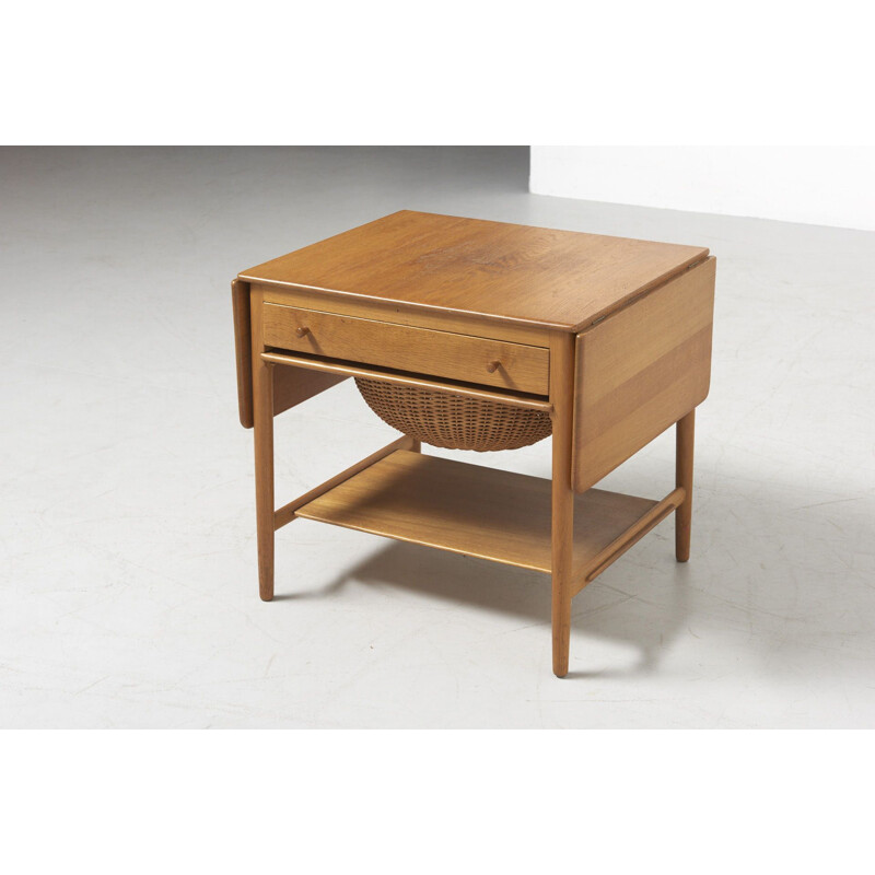 Vintage oak sewing table AT-33 by H. J. Wegner for Andreas Tuck, Denmark 1950