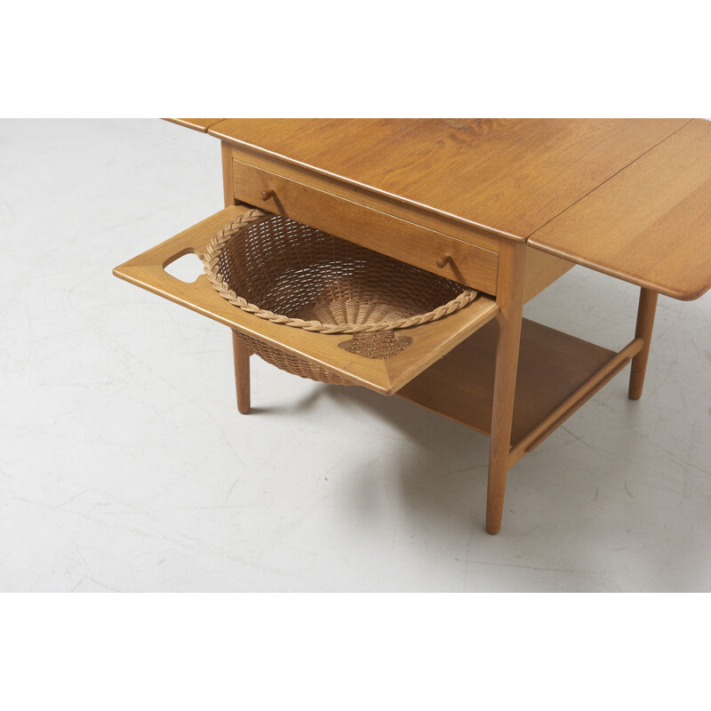 Vintage oak sewing table AT-33 by H. J. Wegner for Andreas Tuck, Denmark 1950