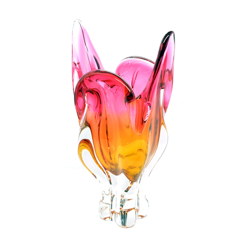 Vintage glass vase by J. Hospodka Chribska for Chribska Sklarna, Czechoslovakia 1960