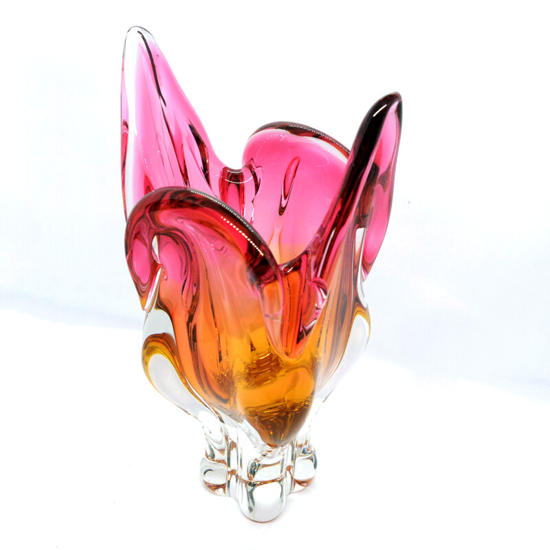 Vintage glass vase by J. Hospodka Chribska for Chribska Sklarna, Czechoslovakia 1960