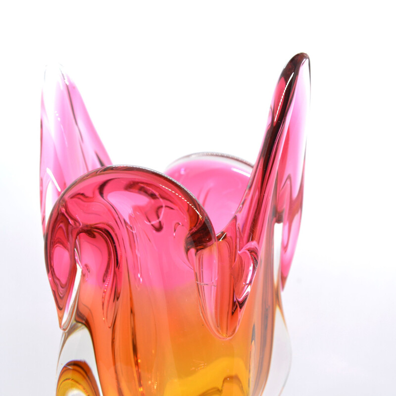 Vintage glass vase by J. Hospodka Chribska for Chribska Sklarna, Czechoslovakia 1960