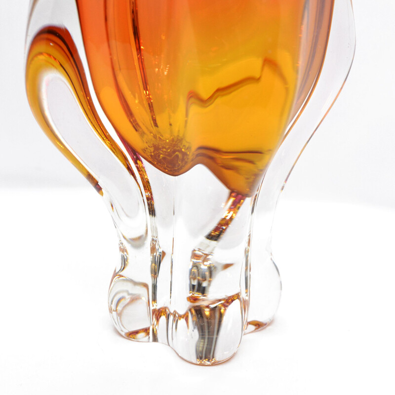 Vintage glass vase by J. Hospodka Chribska for Chribska Sklarna, Czechoslovakia 1960